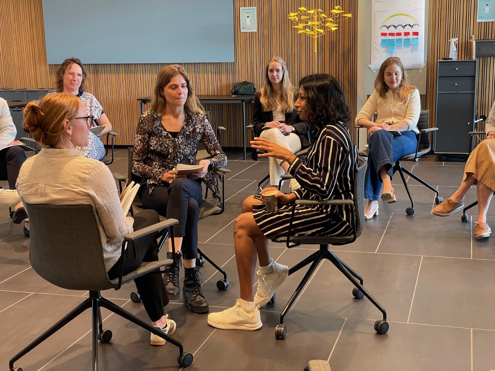 Participants in discussion during the Experience Design training at Novonesis